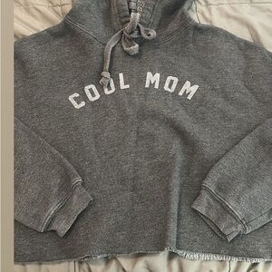 Cool Mom Gray Hoodie Sweatshirt cropped